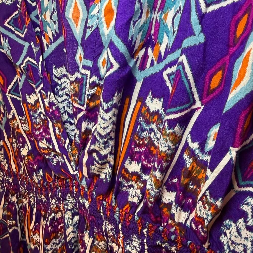 Forever 21+ Plus Women's Purple Orange Multicolor Geometric Casual Dress - Picture 2 of 5